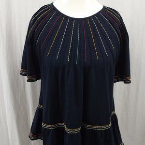 Maeve Anthropologie Womens Small Top Short Sleeve Shirt Blue